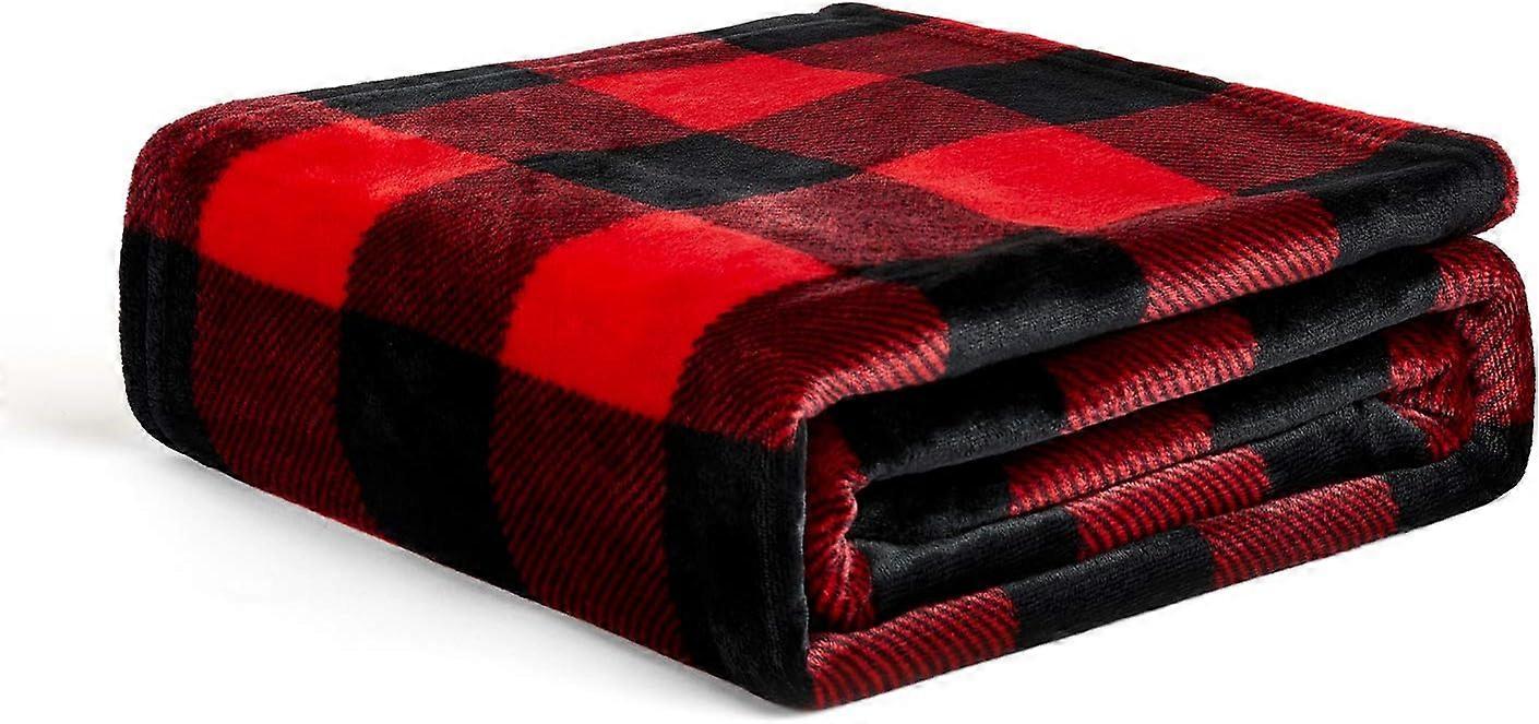 Ultra Super Soft and Light Warm Comfortable Plaid Check Flannel Throw Blanket