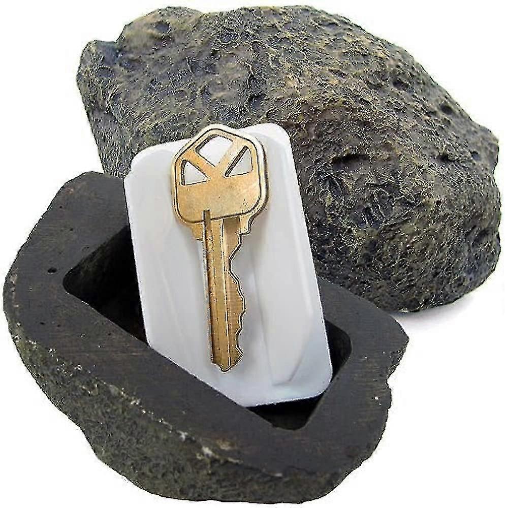 Hide Spare Key Fake Rock Gray Camouflage Stone Safe For Garden Yard