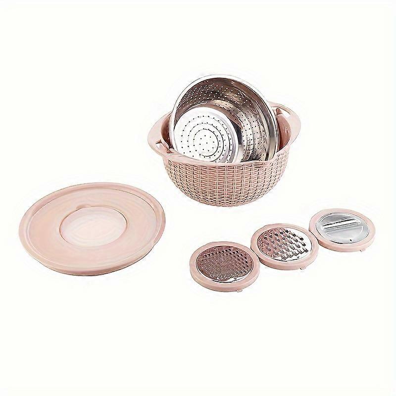 1pc, 4 In1 Kitchen Colander With Mixing Bowl Set, 360Rotating Food Strainers With Graters, Food Strainers And Colanders, Pasta Strainer, Rice Strainer