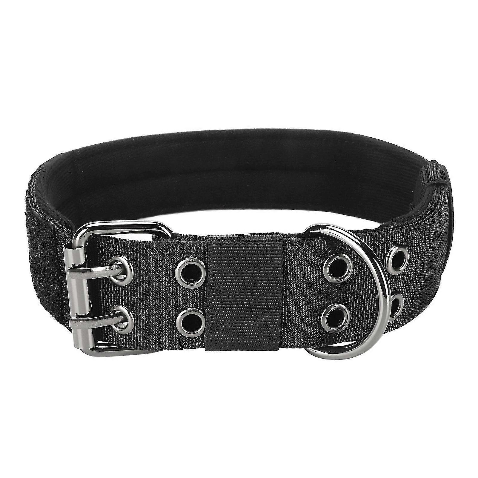 Adjustable Heavy Duty Nylon Dog Collar with Metal Buckle, for Medium Large Dogs, Black, XL Size