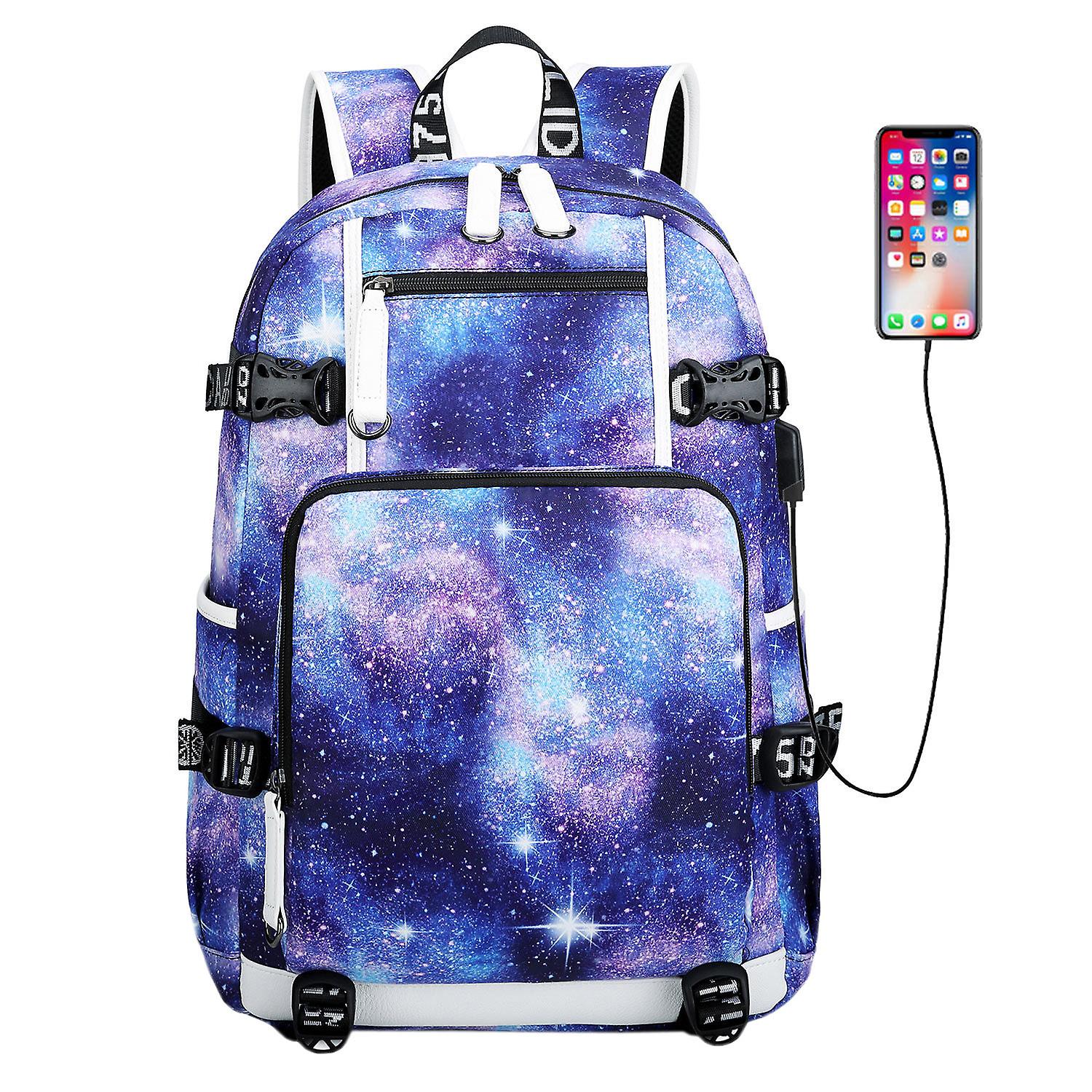 Galaxy Pattern Backpack With Usb Port For College Student