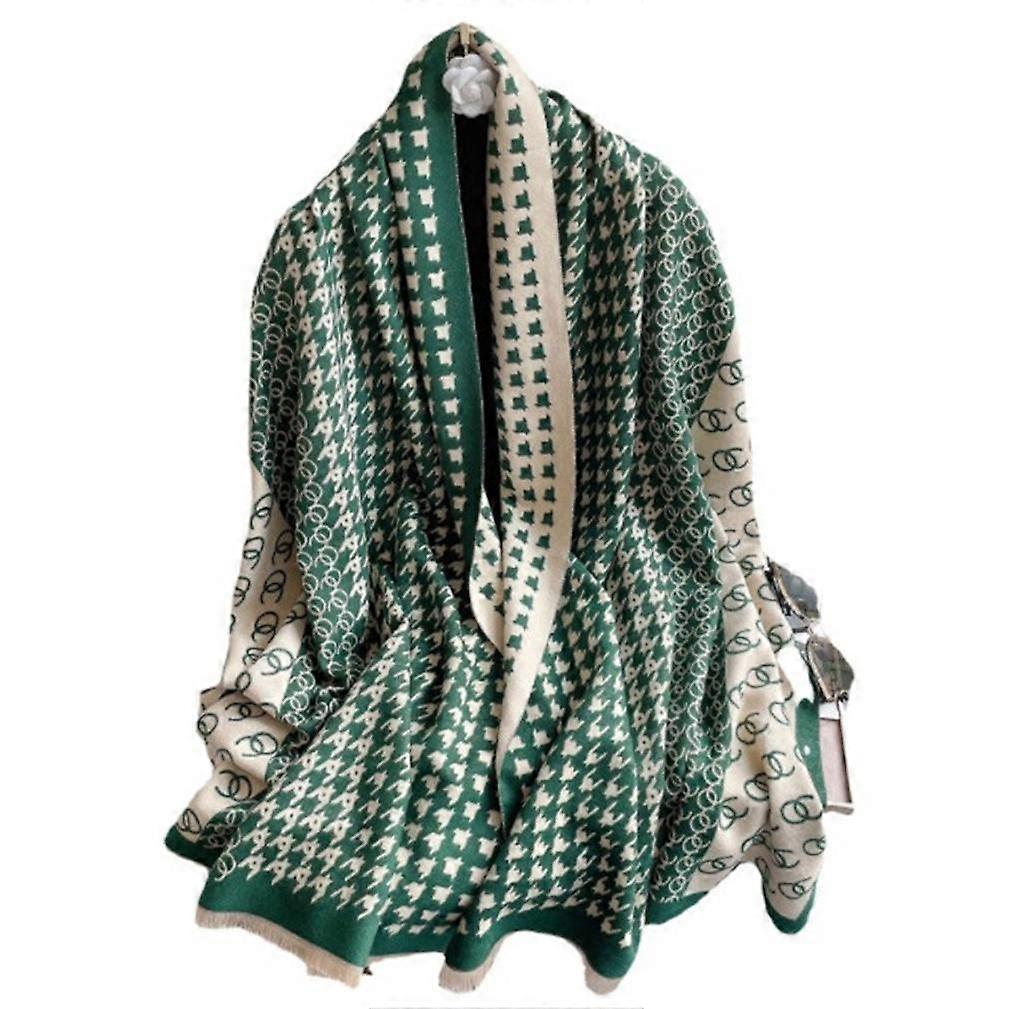 Houndstooth Pashmina Scarf Long Jacquard Shawl Fashion Thicken Warm Wrap for Lady