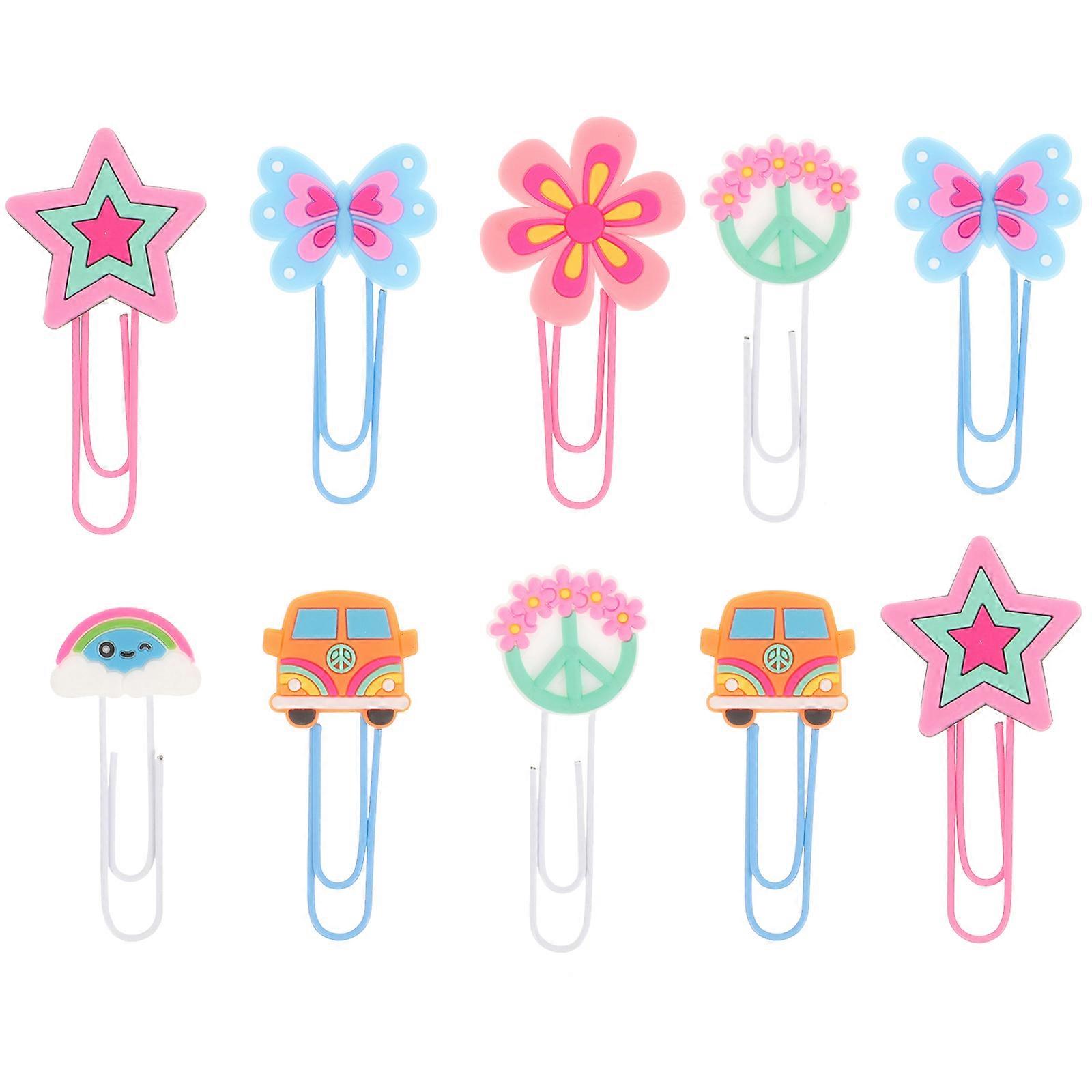 10 Pcs Bande Dessinée Trombones Vintage Hippy Signets Bureau Trombones Belle En Forme De Trombones