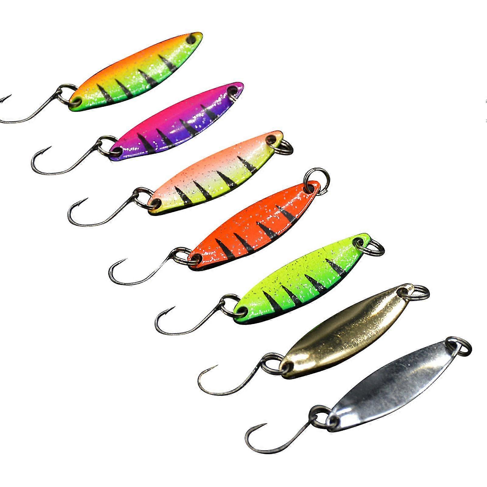 Fishing Trout Spoons Set 7PCS Spoons 2g Iron Trout Bait Set with Single Hook