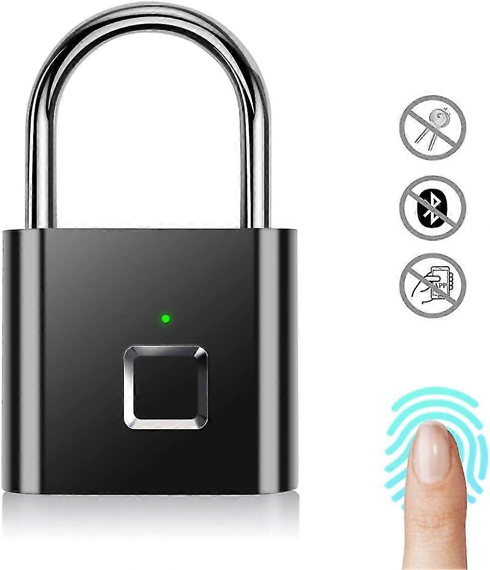 Black - Fingerprint Padlock, Bluetooth App Lock, Smart Padlock, Keyless Biometric Lock For Backpack, Bike, School Locker, Gym Locker.