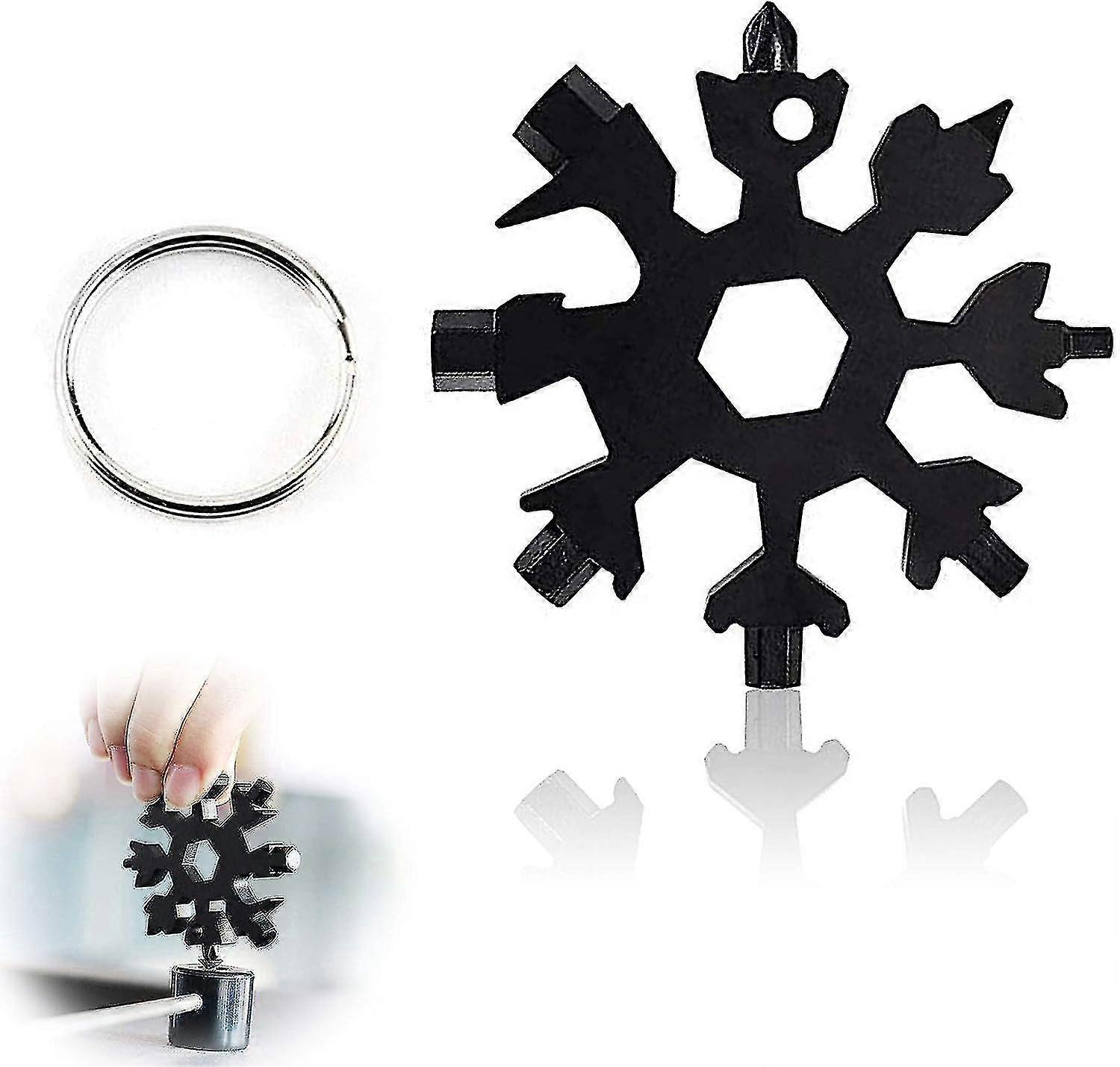 Snowflake Multitool - 18-in-1 Stainless Steel Portable Wrench and Bottle Opener with Key Ring