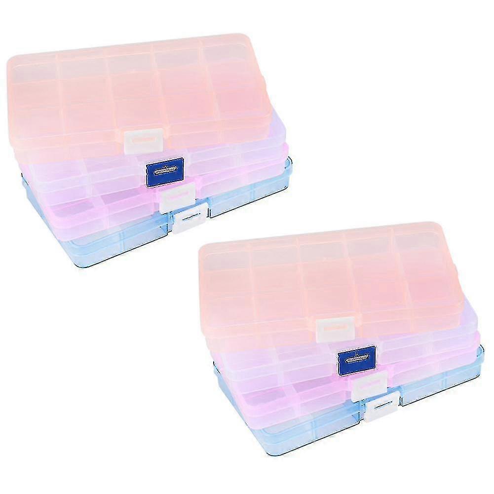 Plastic Storage Box - 4 Packs (15 Compartments) - 4 Colors