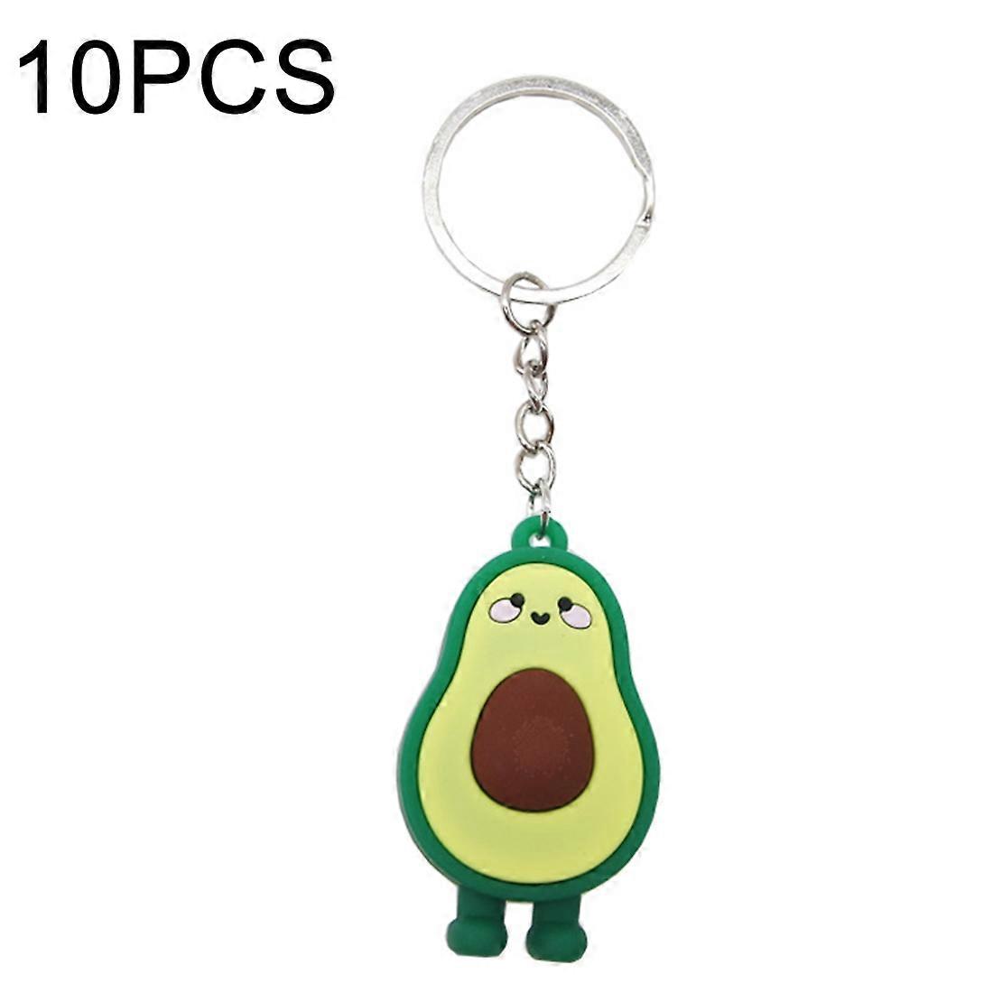 10 PCS Soft Silicone Cartoon Avocado Key Ring