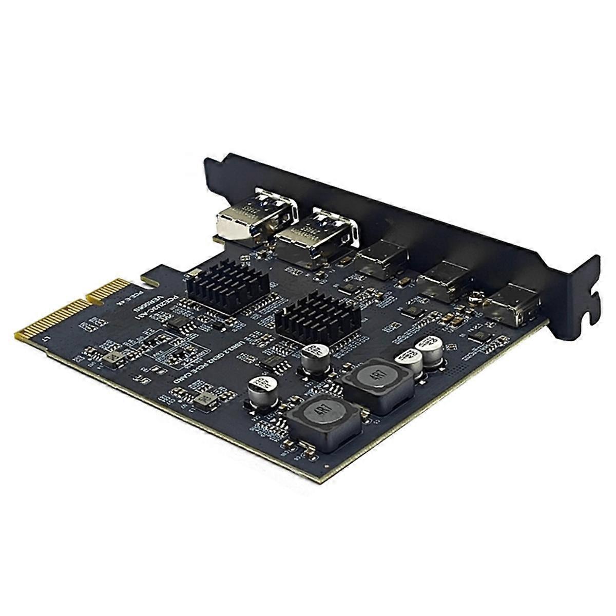Adaptér PCI Express X4 na 3 porty typu C + 2 porty USB 3.2 Gen2 10 Gbps ASM3142 + čip VL822, rozšiřující karta PCIE USB