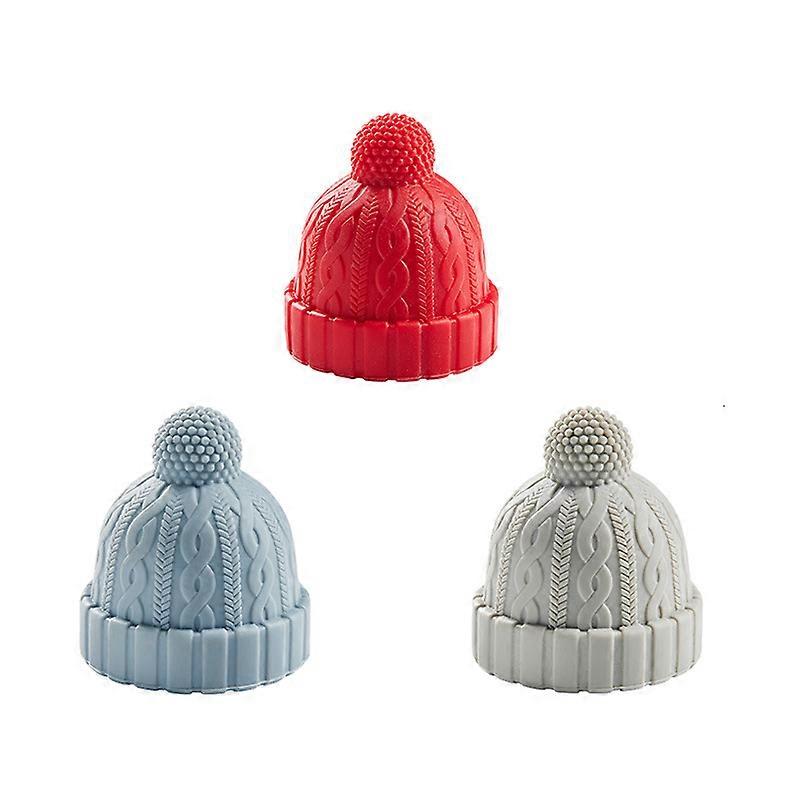 Cute Silicone Corks for Drinks and Wine Bottles (Red+Blue+Grey)