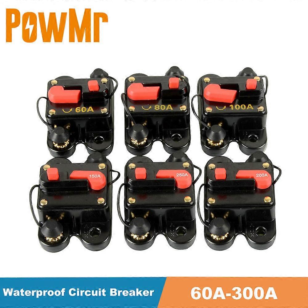 60A 80A 100A 150A 200A 250A 300A DC Waterproof Circuit Breaker 12V 24V Home Solar System Reset Fuse Inverter Auto Accessories