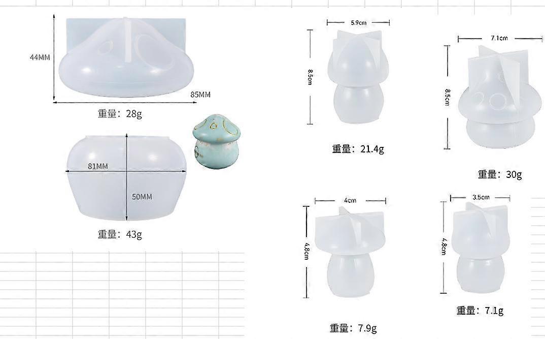 5pcs DIY Silicone Molds Mushroom Jar Molds Epoxy Silicone Casting Molds Small Jar Molds