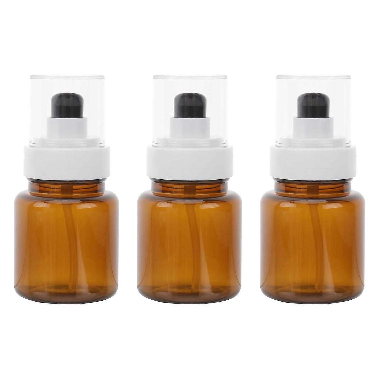 3Pcs 80ml Empty Pump Bottles Essential Oil Bottle Empty Bottles Cosmetic Bottle Portable Pump Bottle (Brown)