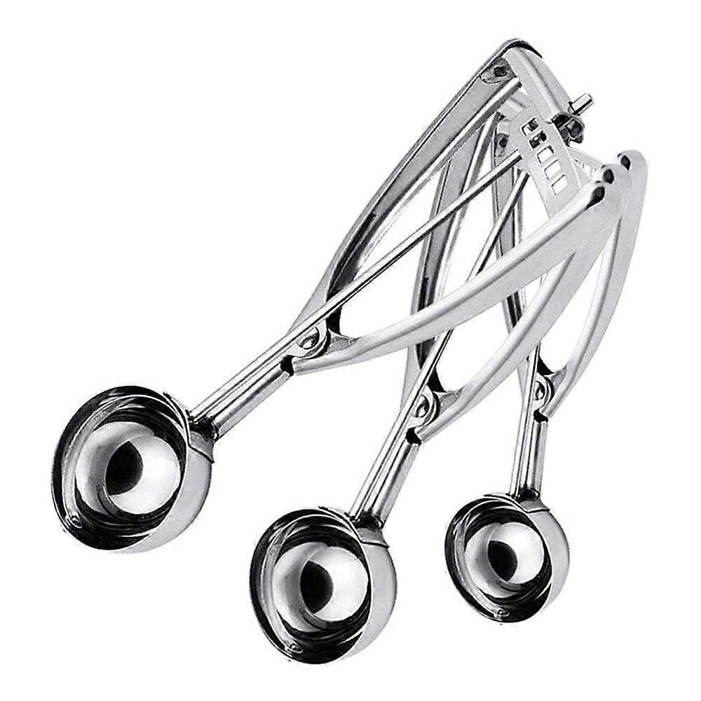 3pcs Cookie Scoop Set, Ice Cream Scoops with Trigger, Stainless Steel Cookie Scoops for Baking, Include Large-Medium-Small Scoops