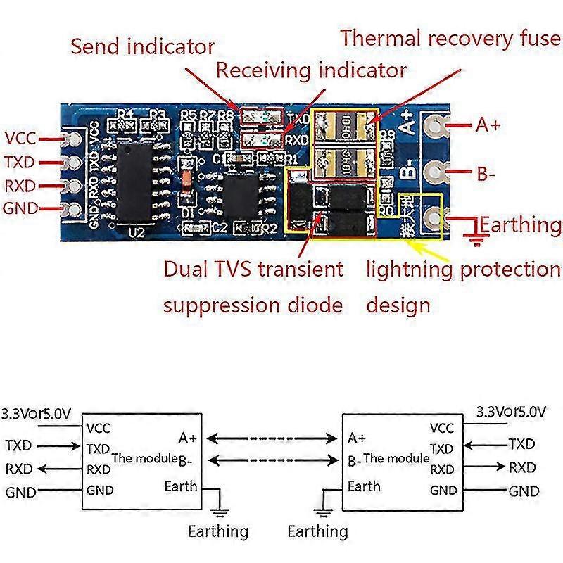 Stabil Uart seriell port til Rs485 Omformer Funksjonsmodul Rs485 Til Ttl Modul Hfmqv