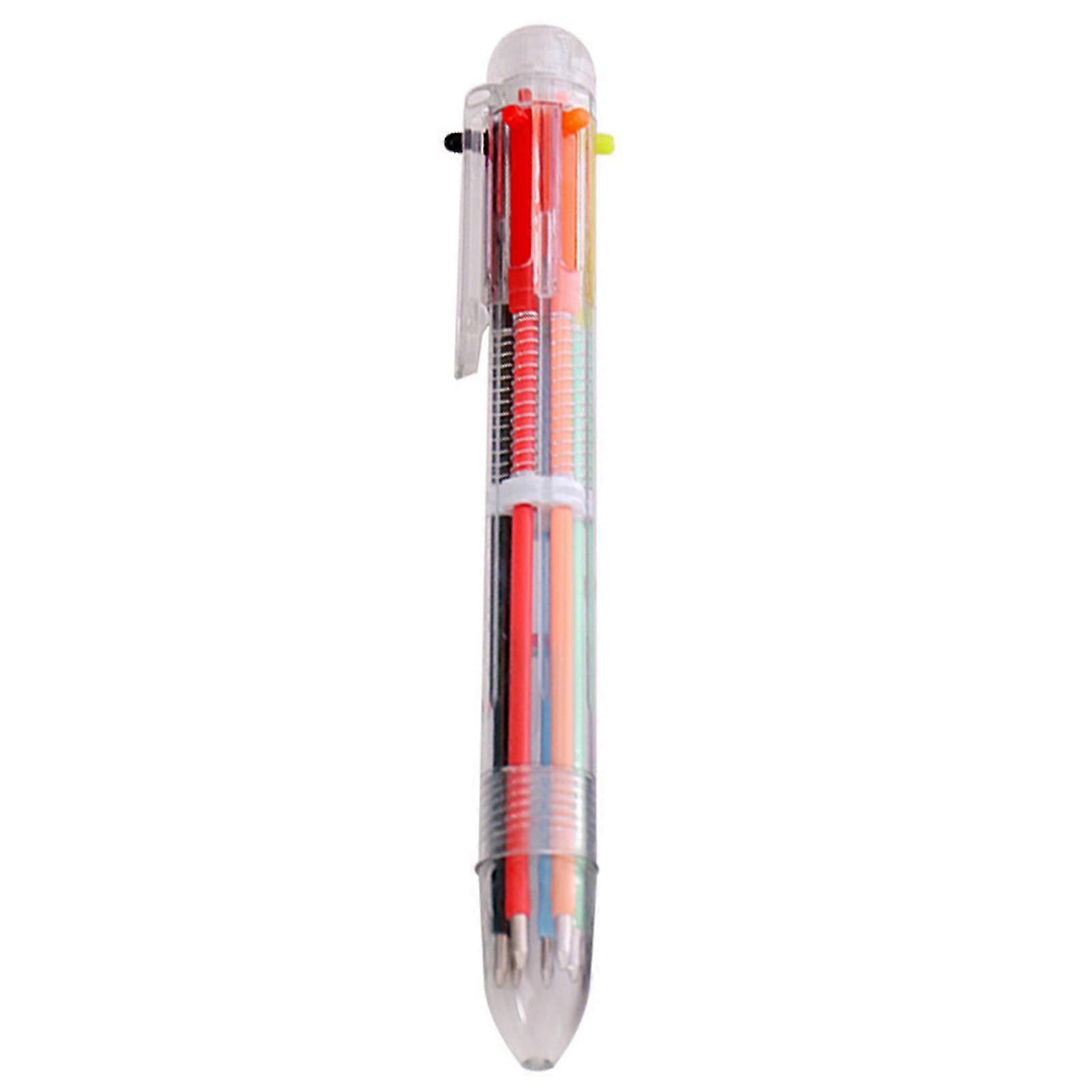 6pcs Multicolor Pens In One 6 Color Transparent Barrel Retractable Ballpoint Pens For School Classroom Prizes