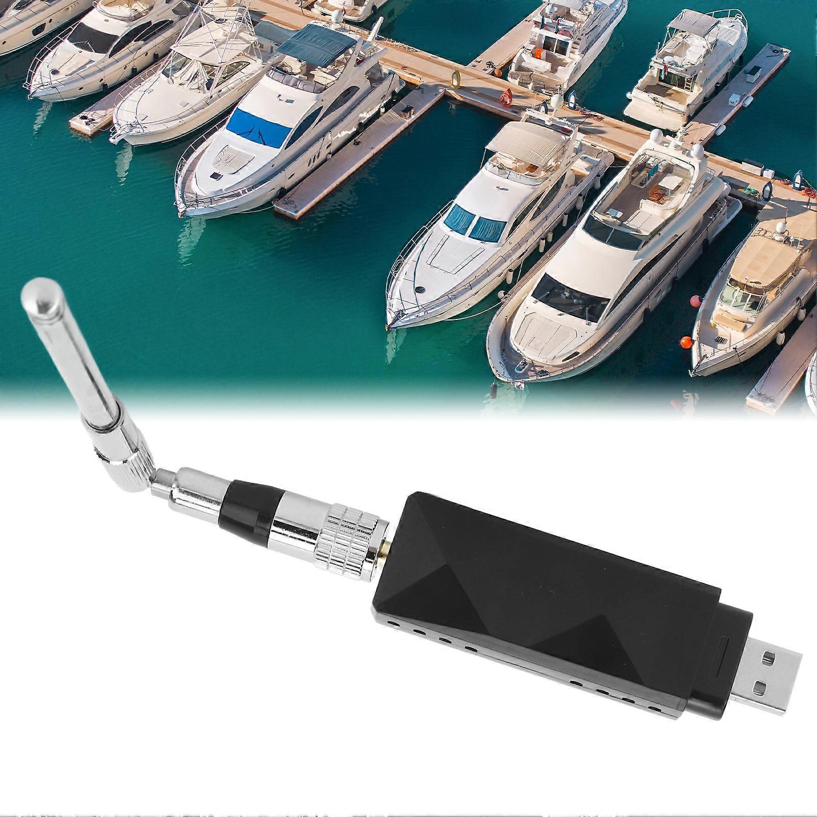 Dual Channel AIS Receiver USB Output with Antenna Stainless Steel Foldable Portable for Boat Marine