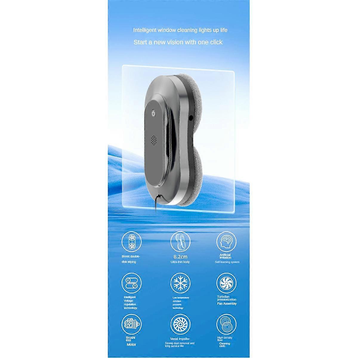 Automatic Water Window Cleaning Robot with Ultra-Thin Body, Auto Path Planning & Powerful 3500Pa Suction EU Plug