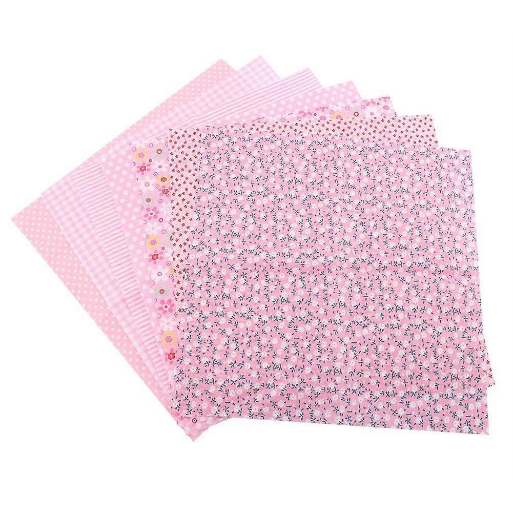 7pcs Cotton Fabric DIY Assorted Squares Pre Cut Bedding Suite Quarters Bundle Pink 25*25cm