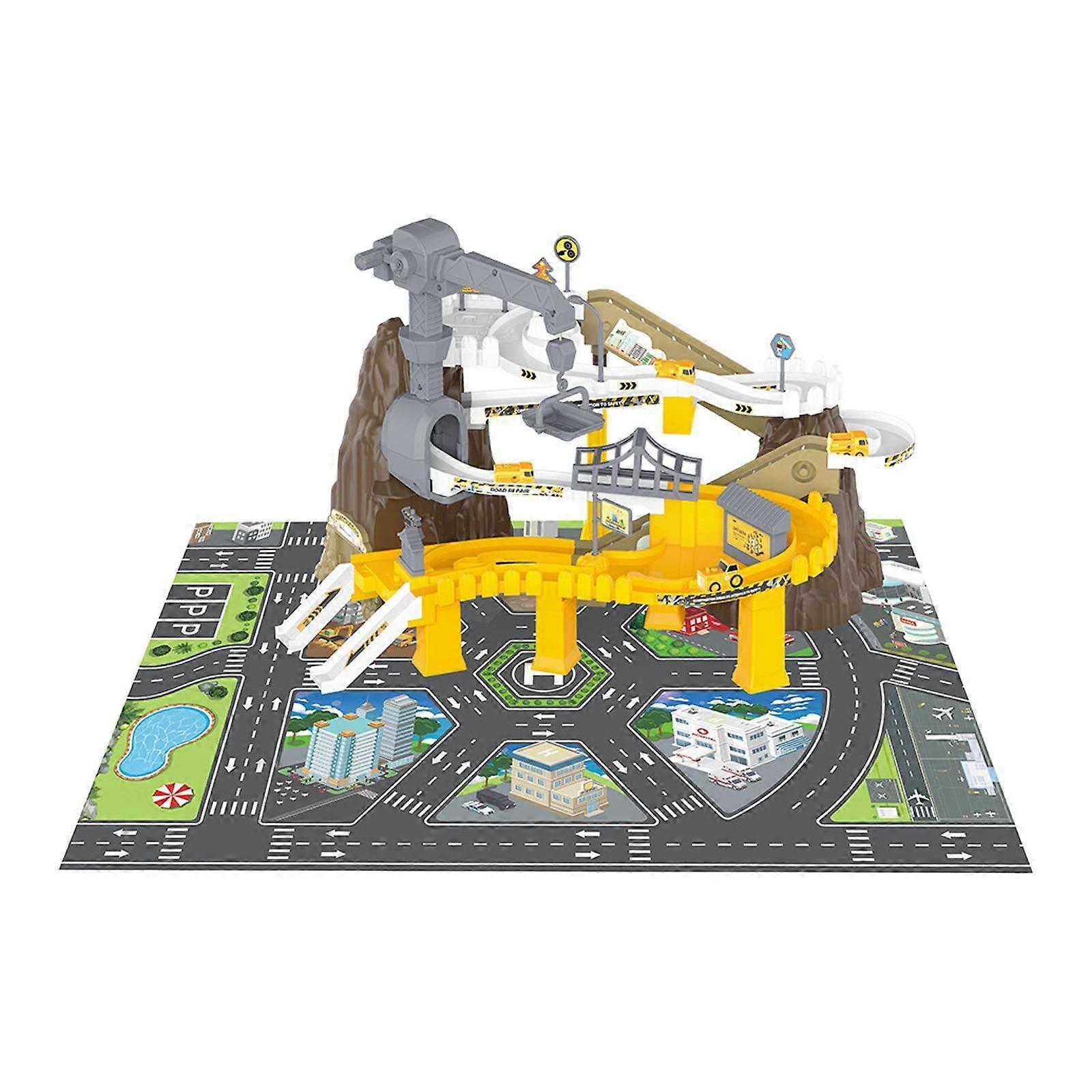 Piste de voiture de course Jeux d’intérieur Jouet interactif Rampe de voiture piste pour grand-fils enfants jaune