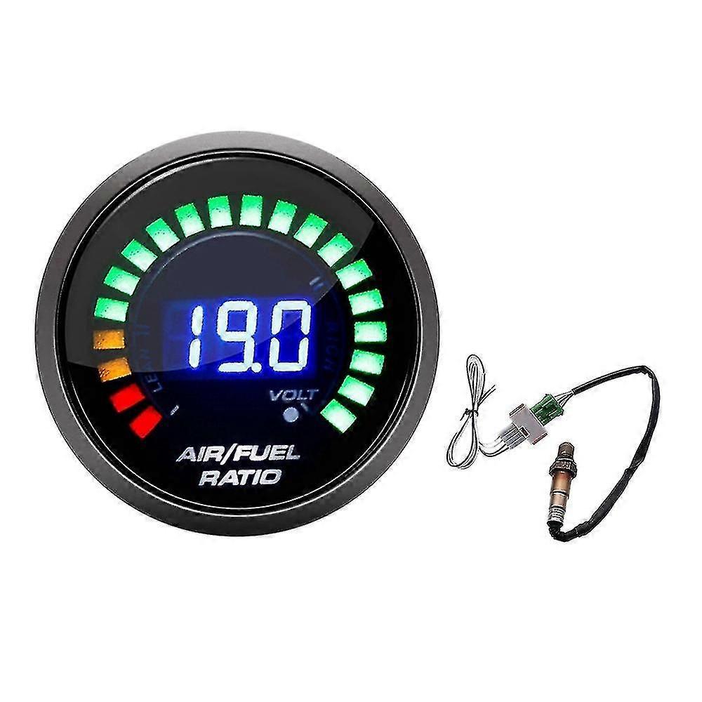 מד יחס דלק אוויר 52 מ"מ צג דיגיטלי led עם פס צר O2 חיישן חמצן מד רכב עבור 12v ca