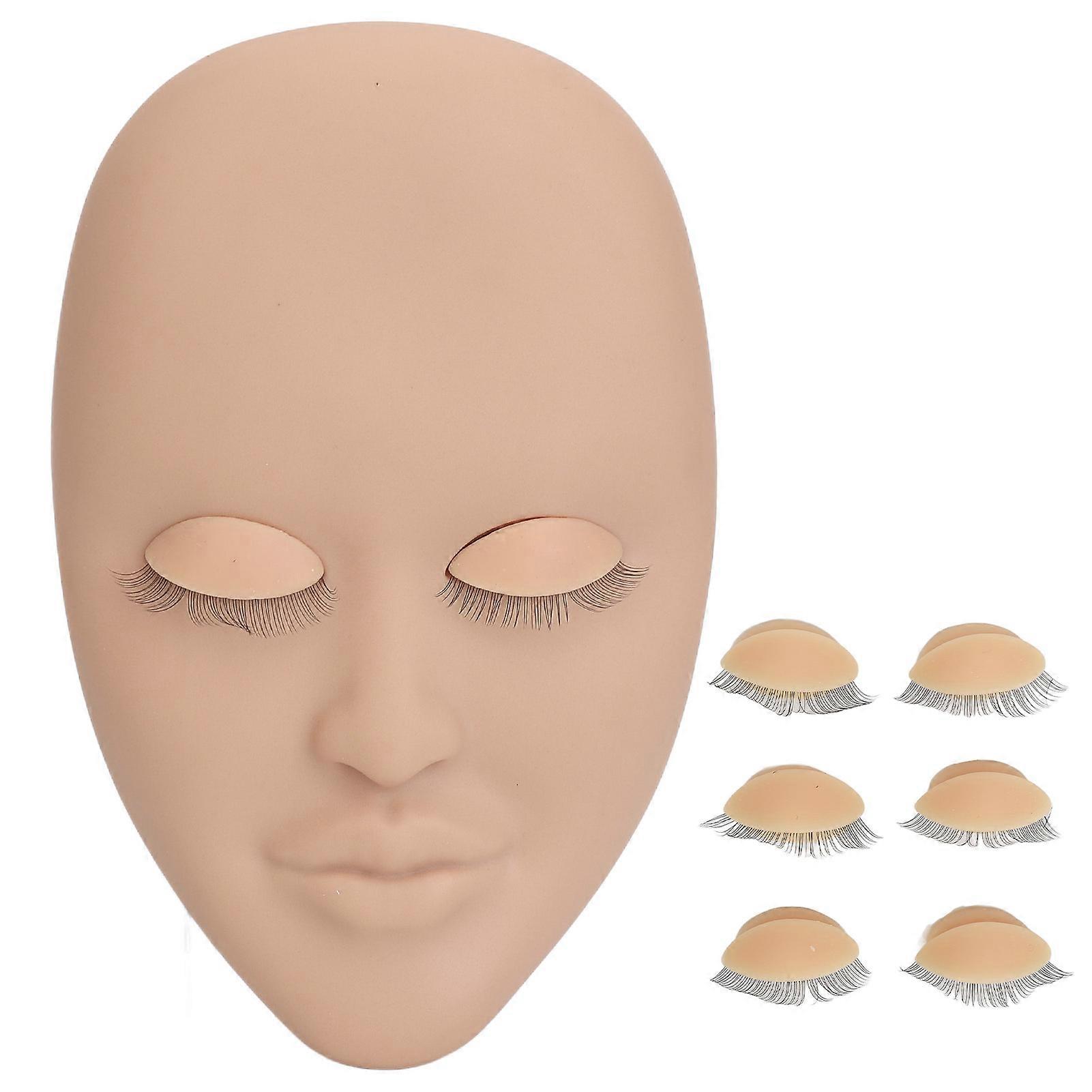Eyelash Extension Face Mannequin 3 Pairs Removable Eyelids Single Layer Lash Extension Face Model
