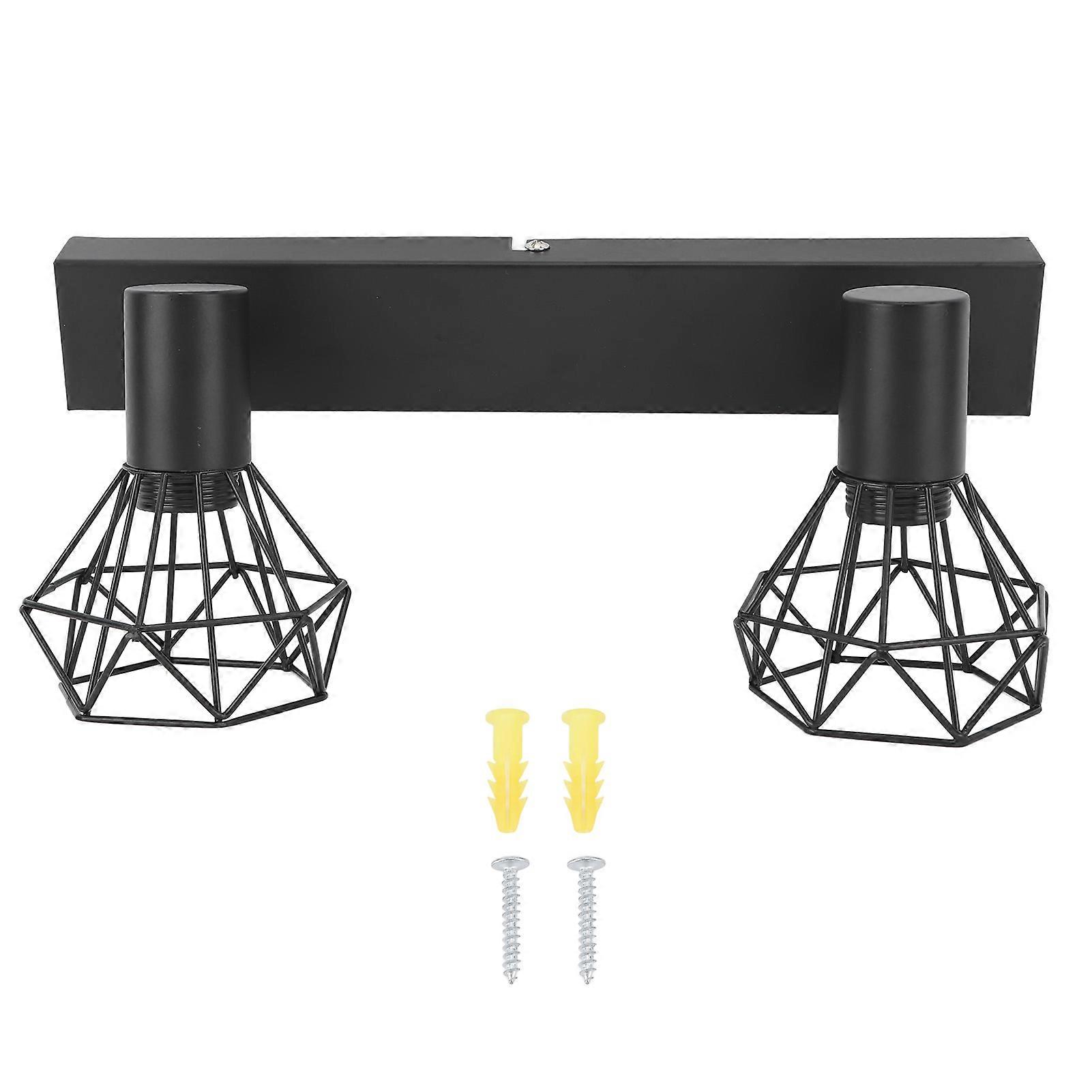 Plafonnier sur rail, douille E14, réglable, 2 têtes, kit d'éclairage vintage, installation câblée, 85-265 V, noir