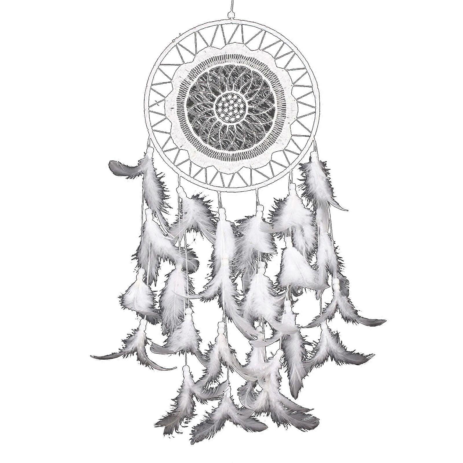 Handmade Feather Wind Chime Macrame Dream Catcher Ornaments Wall Hanging Decor Multicolor