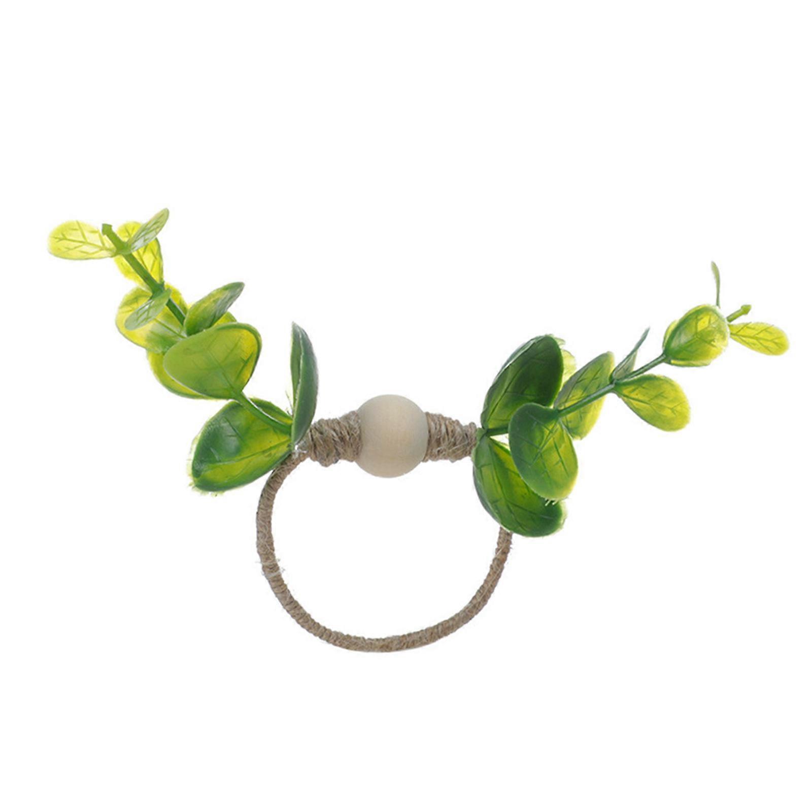 Simulation Green Leaf Napkin Ring Serviette Buckles Holder for Table Setting
