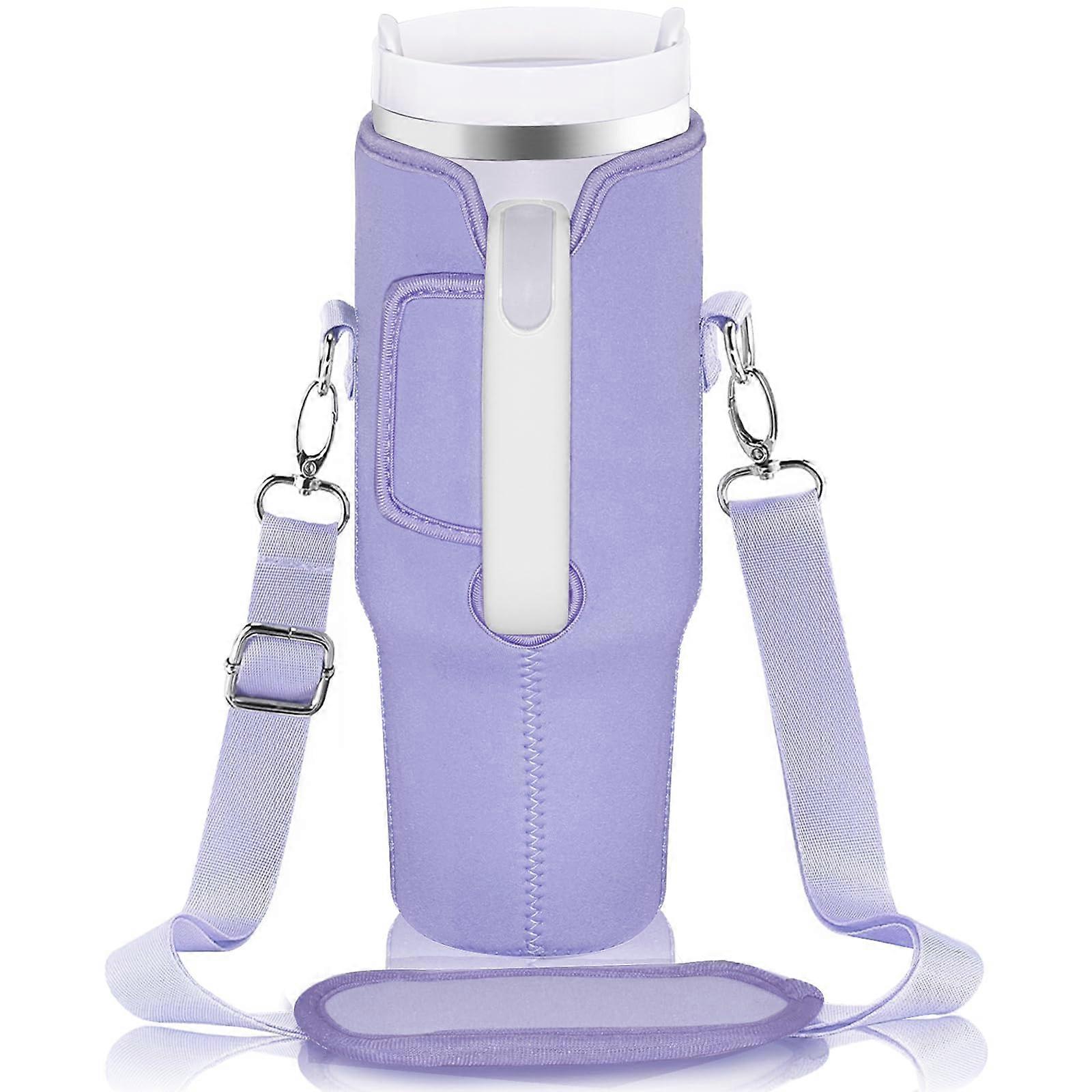 Neoprene Carrier Bag for 40/30 Oz Tumblers with Adjustable Strap, Insulated Design, Durable Material, Black Color