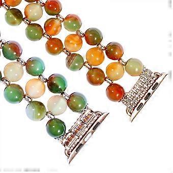 Beaded Bracelet Compatible for Apple Watch Bands 38/40/41mm Series 1/2/3/4/5/6/7/SE/8,Handmade Agate Beads Stretchy Straps