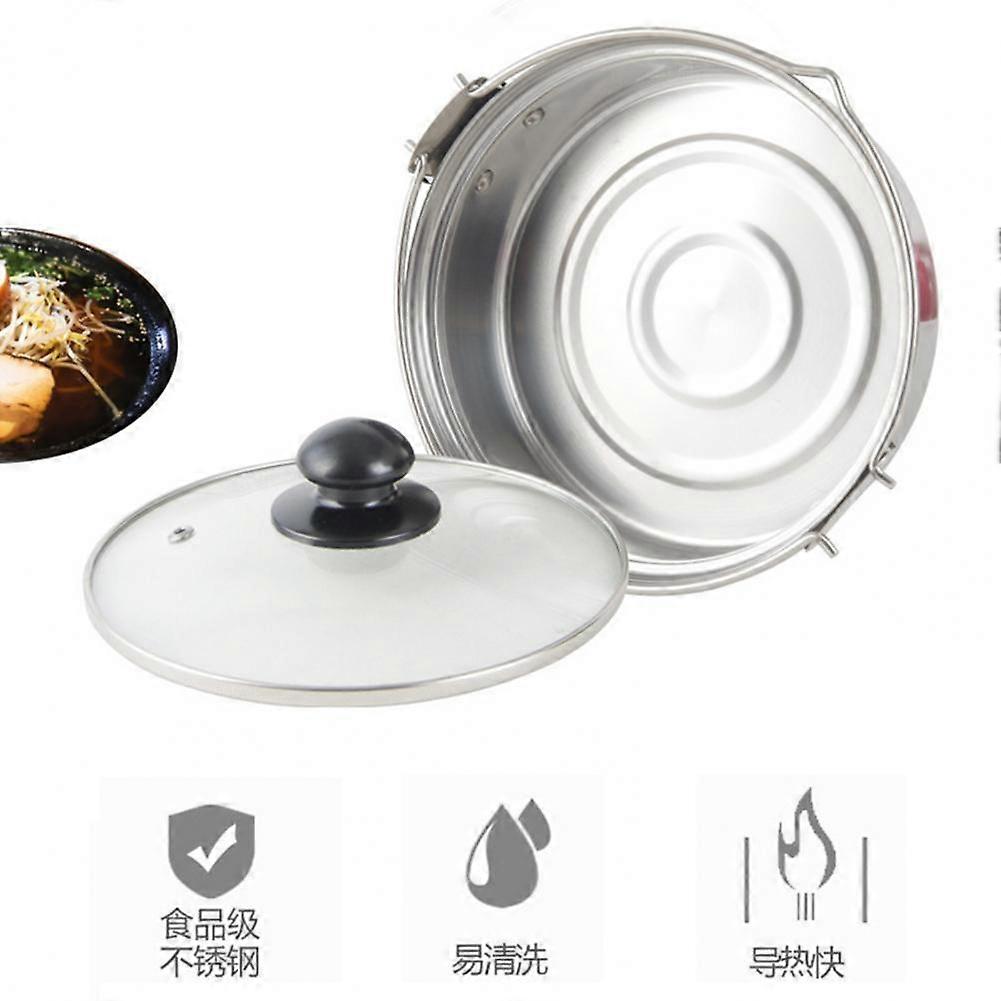 18cm Stainless Steel Hanging Soup Pot With Lid For Outdoor Camping BBQ