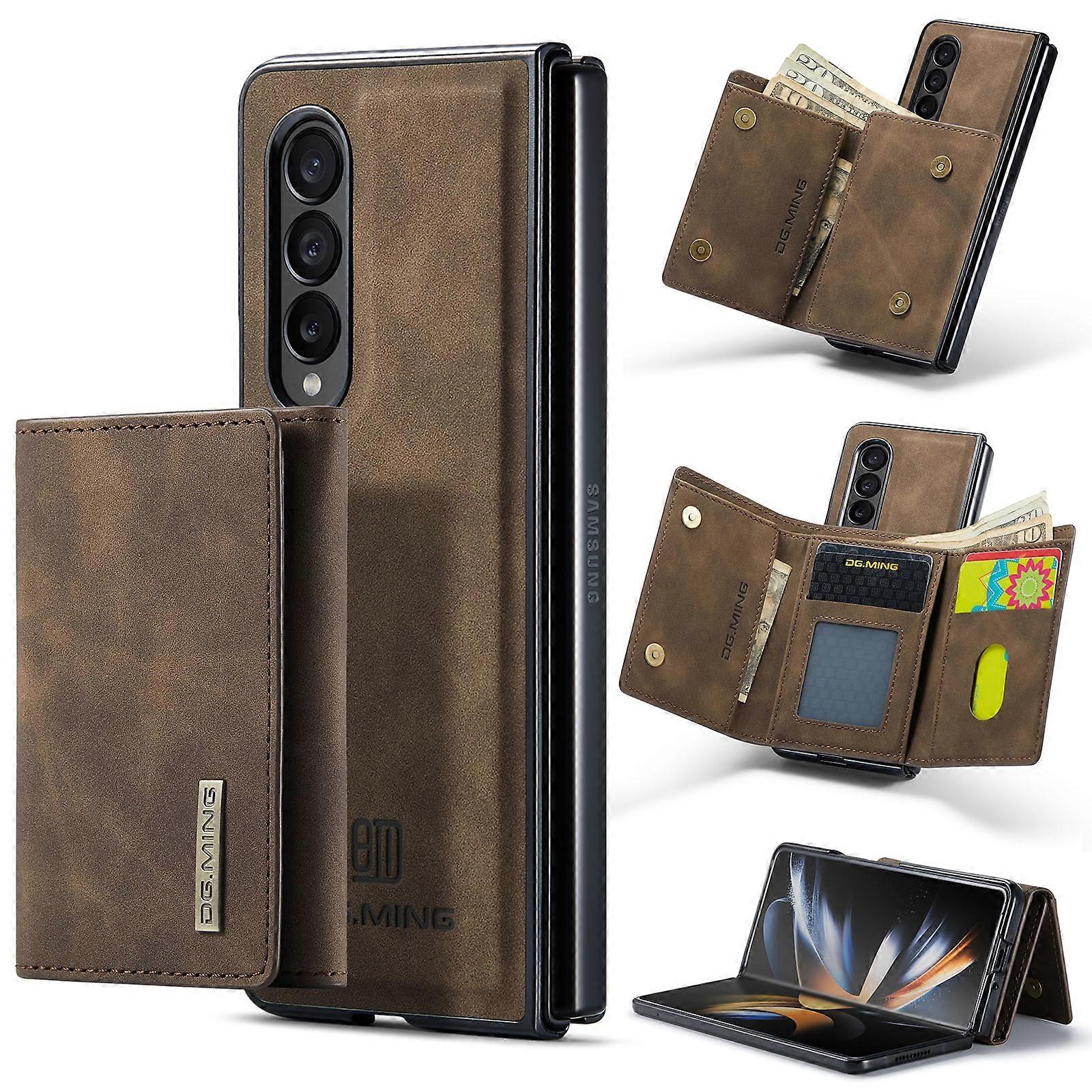 For Samsung Galaxy Z Fold4 DG.MING M1 Series 3-Fold Multi Card Wallet Phone Case