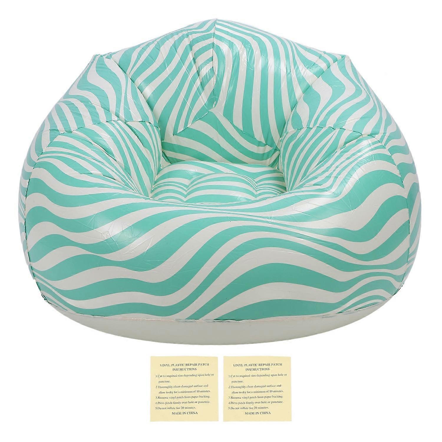 Chaise gonflable PVC Wave Strip Motif Ergonomique Desig Minimalisme Gonflable Pouf Vert