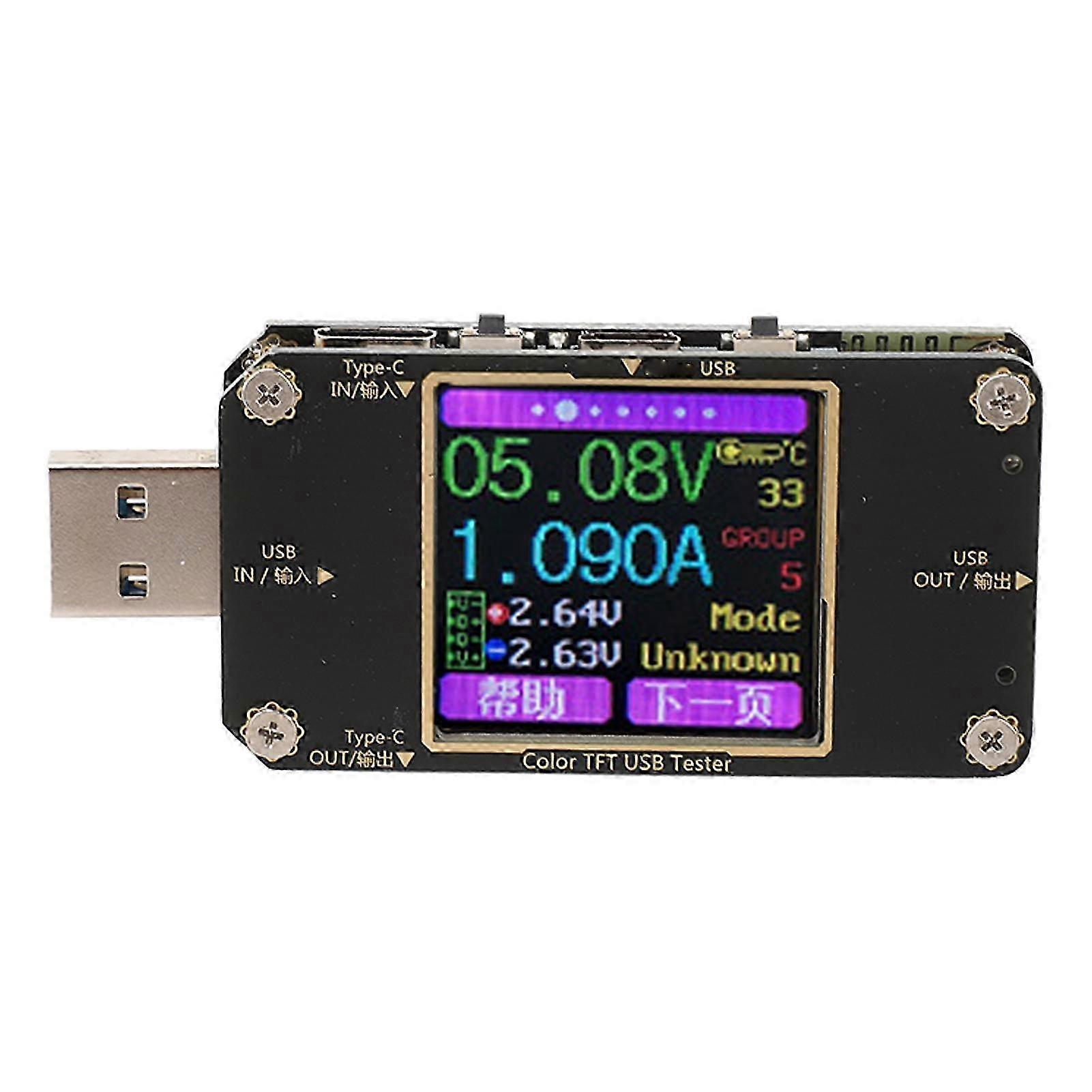 USB Voltmeter Ammeter Color LCD Display Voltage Current Tester Digital Power Detector PD Fast Charging