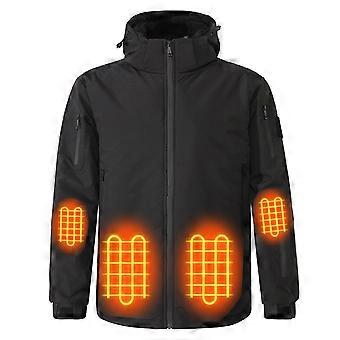 Beheizte Thermojacke mit Kapuze und USB-Heiztechnologie, 3 Heizstufen, Unisex, Winter, warme, wasserabweisende Oberbekleidung, Schwarz, XL