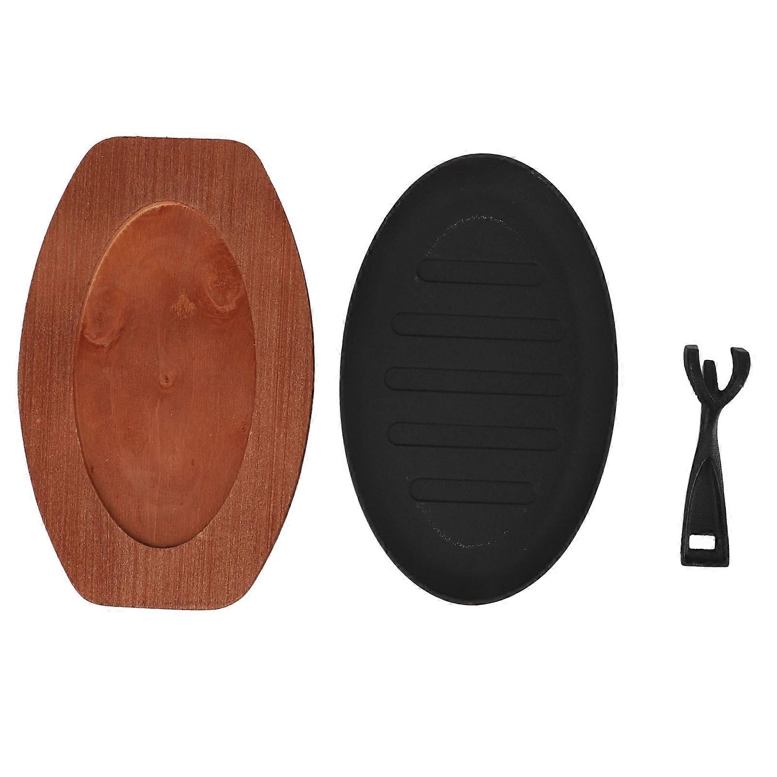 12 Inch Pan-Fried Fish Plate, Iron Fish Serving Tray, Steak Hot Plate, Skillet with Base Plate