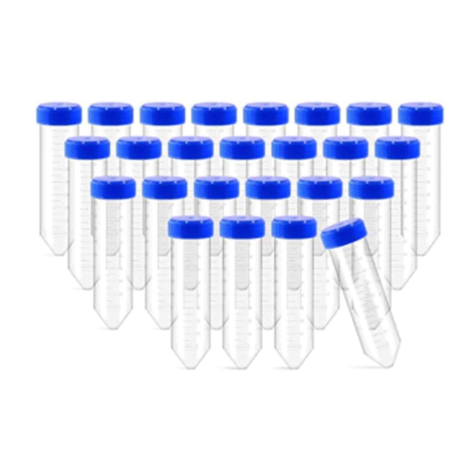 25Pcs 50ml Centrifuge Tube with Screw Cap, Write Marks and Tubes Holders, Round/Flat/Conical Bottom Centrifuge Tubes
