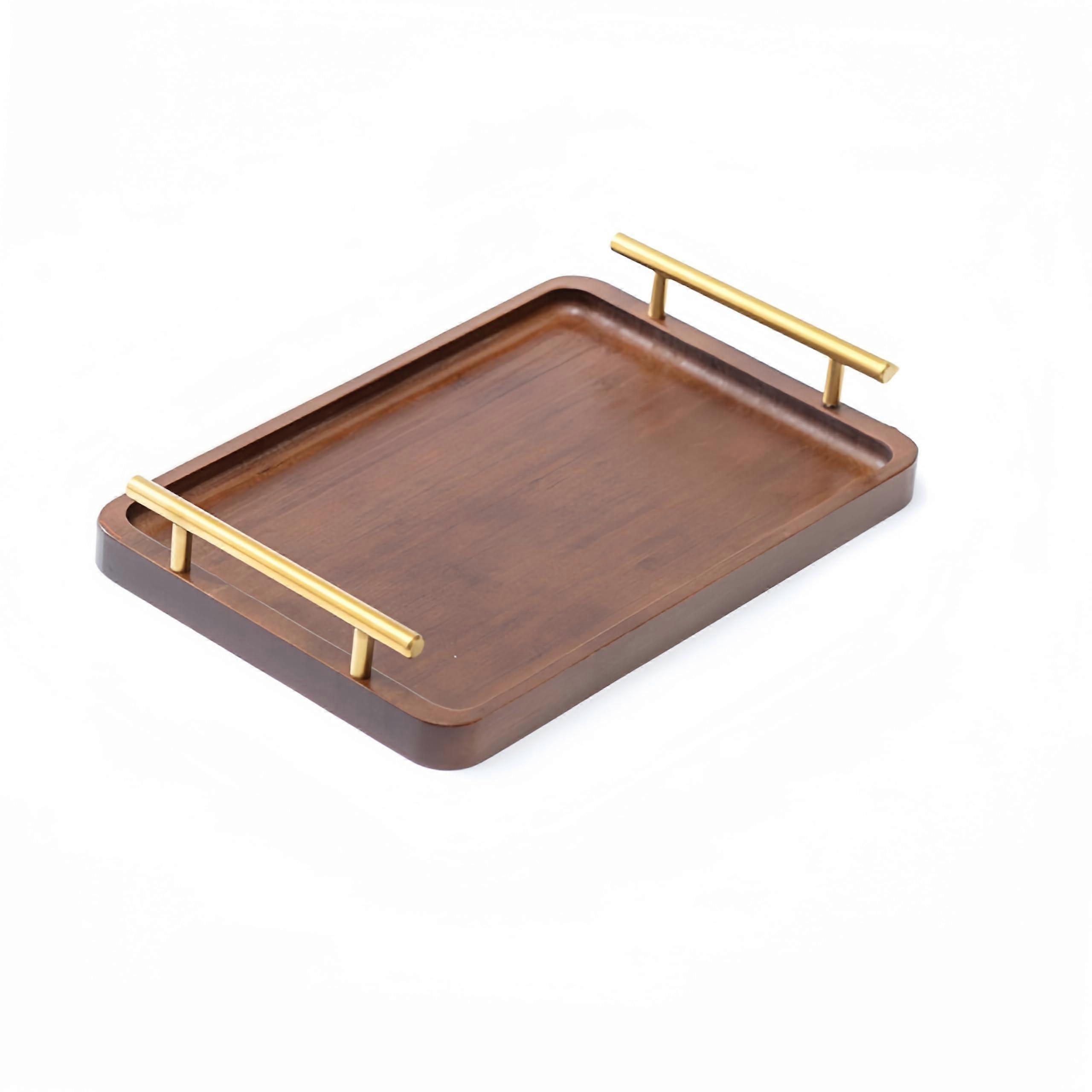 Bamboo Wooden Serving Tray with Handle 20x30cm for Hotels and Home Use - Durable and Eco-Friendly Design