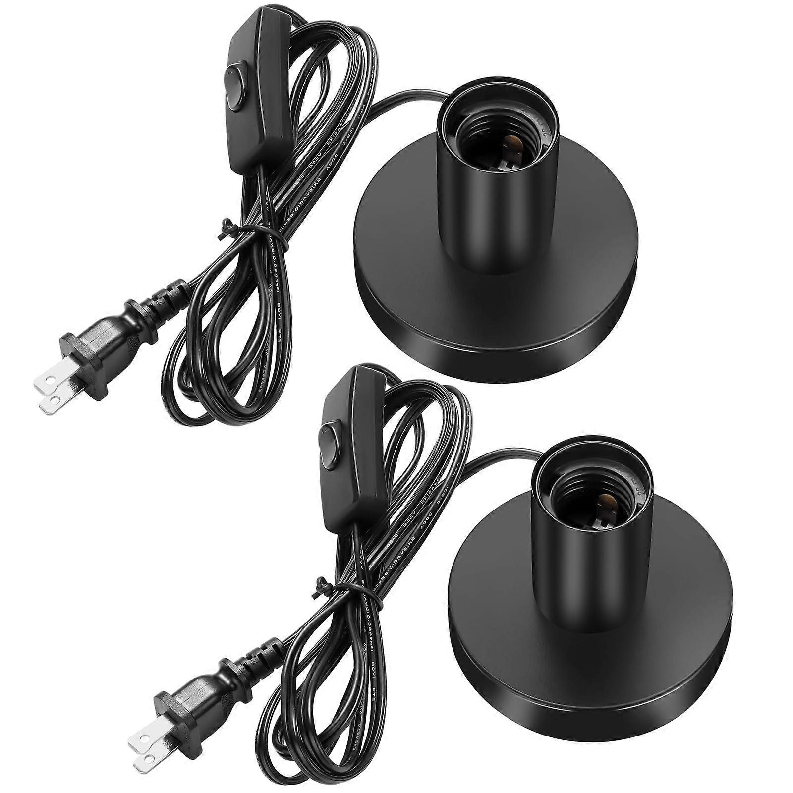 Polished Metal Desktop Lamp Base E26/E27 Edison Screw, Cord With On/Off Switch, US Plug, Night Light Base Replacement