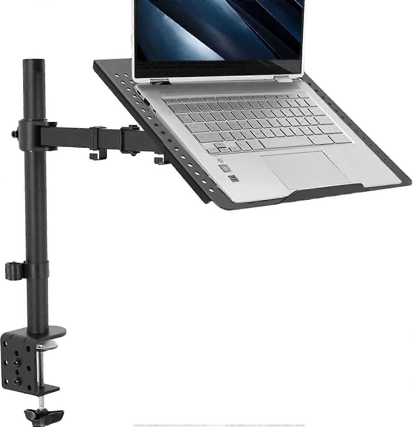 Single Laptop Table Assembly Stand, Fully Adjustable Extension for Up to 17-Inch Laptops, Black, Stand-V001L
