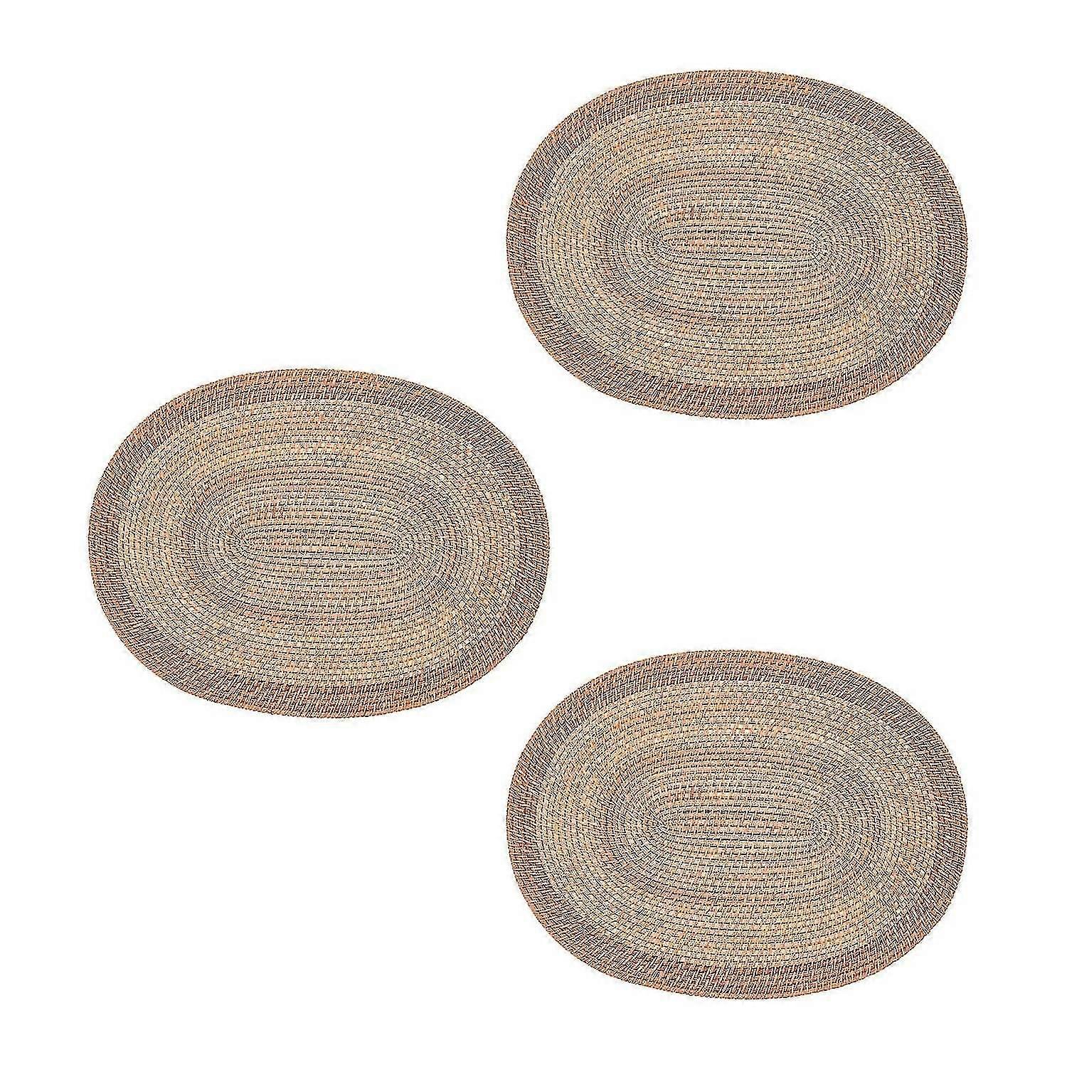 3x Oval Placemat, Woven,tea Accessories,suitable For Dining