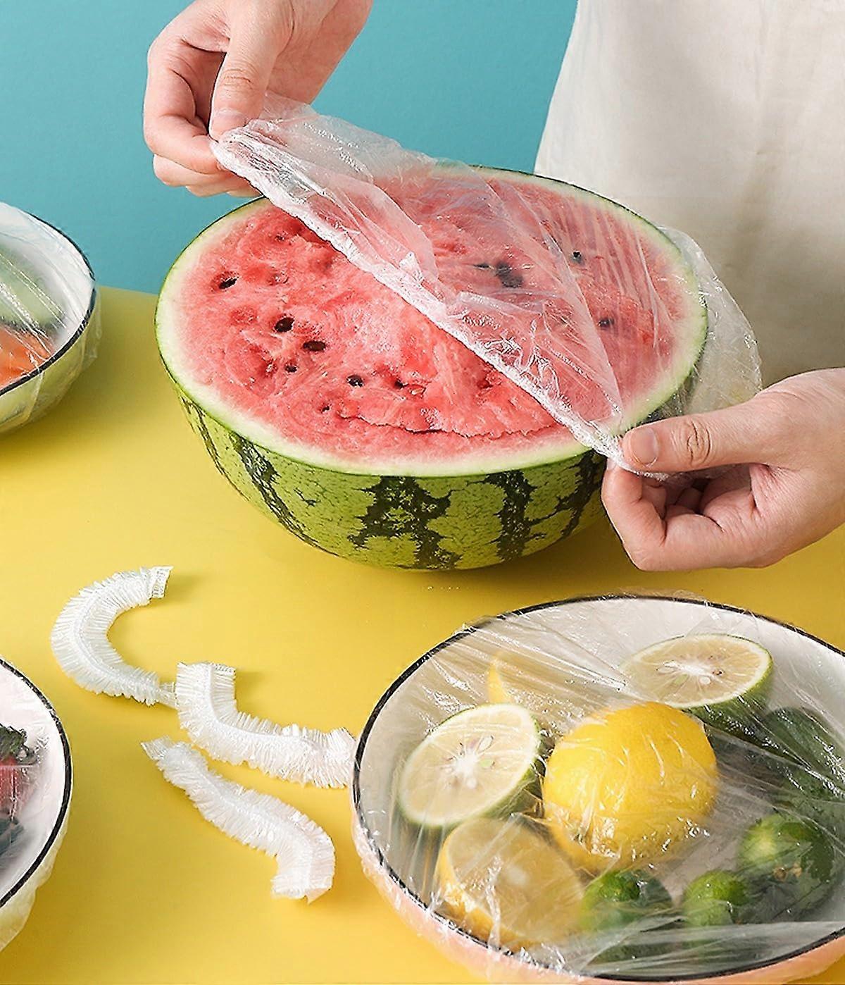 Reusable Plastic Food Covers, Pack of 100 Elastic Lids for Food, Fruits, Vegetables, Fridge Storage Solutions