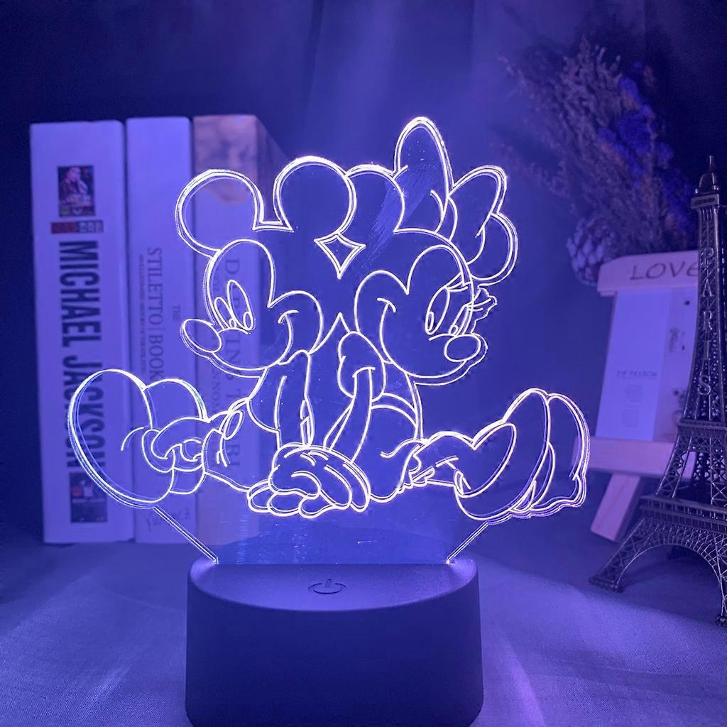 Cartoon 3D Night Light Mickey Minnie Mouse Card Touch 16 Color Remote Control