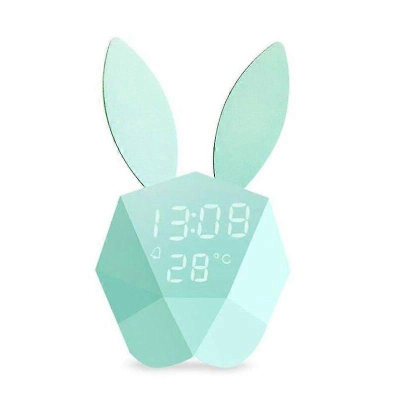 Cute Rabbit Led Night Light Bedside Lamp+alarm Clock Built-in Function Lithium