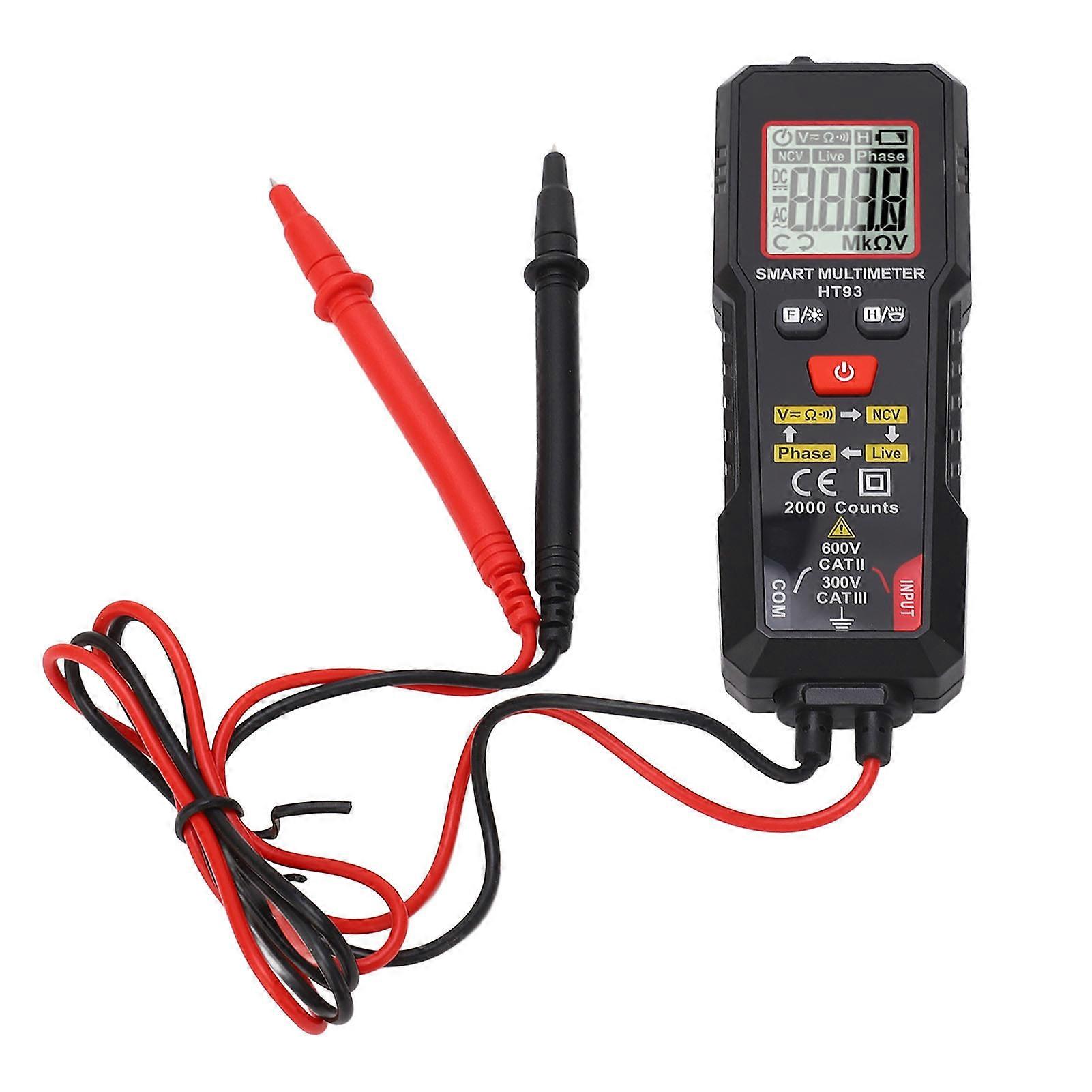 Digital Multimeter Voltage Tester 4000 Counts High Accuracy Phase Sequence Live Wire Automatic Recognition HT93