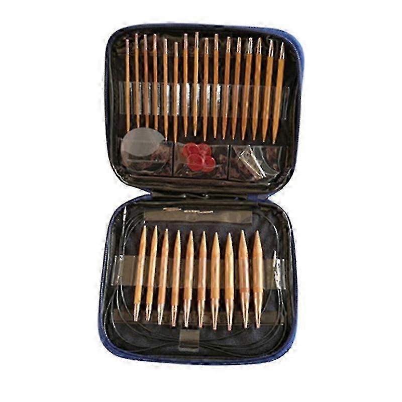 13 paia di ferri da maglia Set di bambù carbonizzato intercambiabili intreccio circolare strumenti di cucito Croch (haoyi)