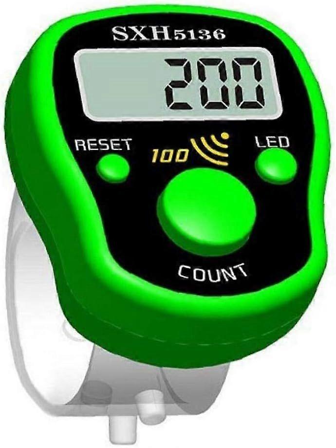 Finger Counter Manual LED Electronic Mechanical Finger Clicker Counting Circles(green)