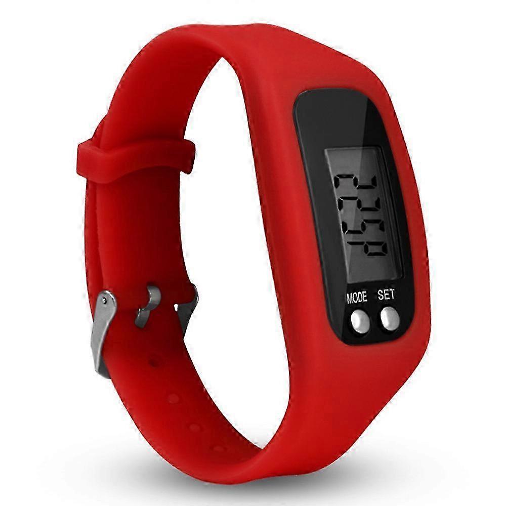 Lcd display step counter pedometer watch walking fitness tracker Red p