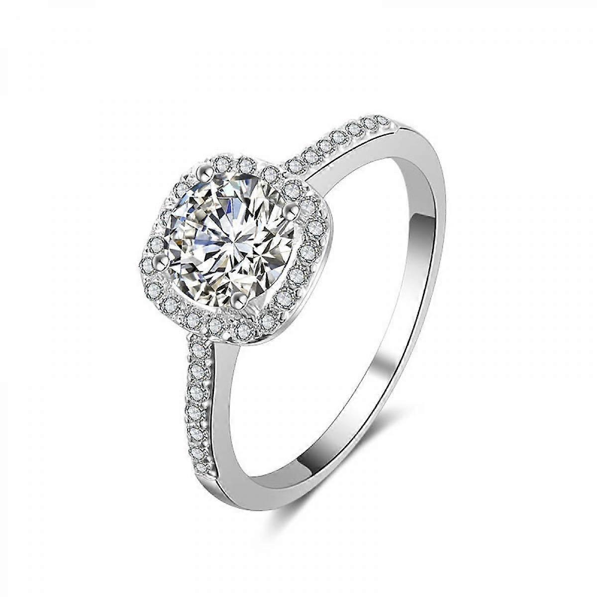 Round Cubic Zirconia 4-Prong Solitaire Engagement Ring